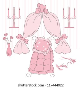 Vector illustration of a  princess bedroom