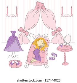 Vector illustration of a  princess bedroom
