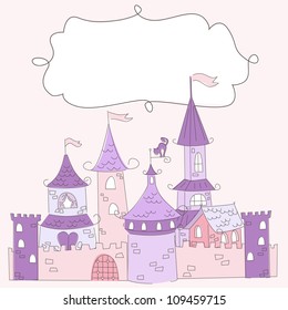 Vector illustration of a princess castle and place for text