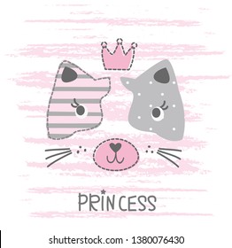 Vector illustration with princess cat