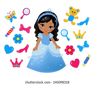 Vector illustration of princess design elements.
