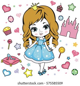 Vector illustration of princess design elements.

