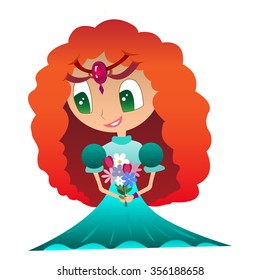 Vector illustration of a Princess with flowers