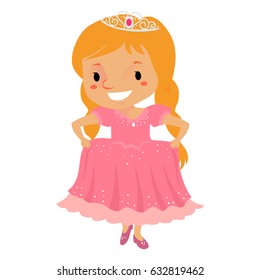 Vector Illustration of a Princess Girl wearing a Pink Dress