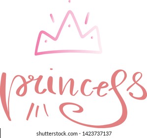 Vector illustration of a princess, hand-drawn lettring. Baby shower decorations, for a girl's birthday, for birthday cards, for invitation cards, for a child