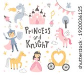 vector illustration, princess and knight image, fairy tale elements for kids parties