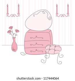 Vector illustration of a  princess room