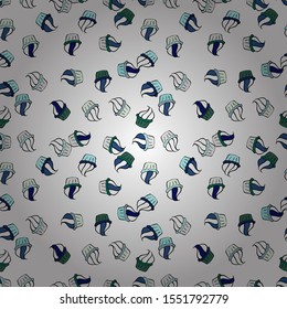 Vector illustration. Print for bakery. Black, blue and white color. Sweets background design. Seamless pattern hand drawn cupcakes.