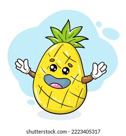 Ilustración vectorial de la impresión con piña tierna para niños y desechos, estampado digital, estampado de camisetas, tarjeta de saludo, pegatina
