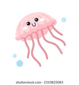 Ilustración vectorial impresión de medusa de bebé lindo doodle para sello digital, tarjeta de saludo, pegatina, icono,diseño de verano