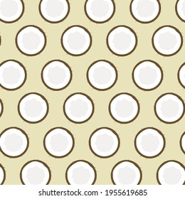 
vector illustration print of half coconut on beige background