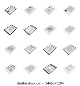 Vector illustration of print and office sign. Set of print and advertise stock vector illustration.