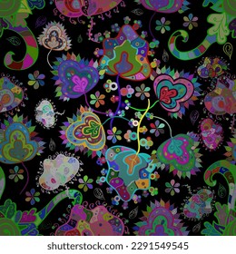 Vektorgrafik. Für Druck auf Stoff, Textilien, Tapeten. Vektorgrafik. Nahtloser Hintergrund. Frische Blumenmuster mit Blütenknospen. Vintage Retro Stil.