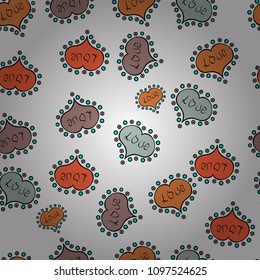 Vector illustration. To print on tissue paper, to web design. Cute and nice little hearts in seamless pattern. Love design with different elements. Sketch designed loves heart.