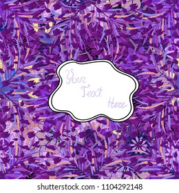 Vector illustration. Print on tropical theme Vector illustration. Background with tropic leaves. Pattern on a purple, violet and white colors.