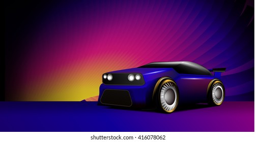 Vector illustration for print pearl dark blue sports car