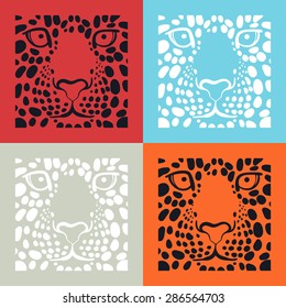 vector illustration, print for t-shirts with a picture of the muzzle of the leopard in the box