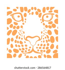 vector illustration, print for t-shirts with a picture of the muzzle of the leopard in the box