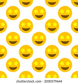 Vector illustration of a print of yellow emoticons. 