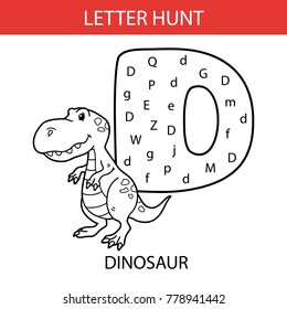 Vector illustration of printable kids alphabet worksheets educational game Letter hunt  for preschool children practice with cartoon character