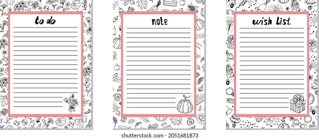 Vector illustration, printable stationery, planner pages.