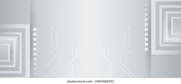 Ilustración vectorial de placas de circuito impreso y cuadrados. Abstractas comunicación futurista. Fondo gris de alta tecnología con varios Elementos tecnológicos.