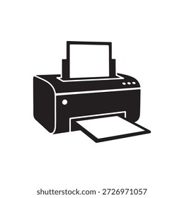 Ilustração vetorial do ícone da impressora em preto sobre fundo branco