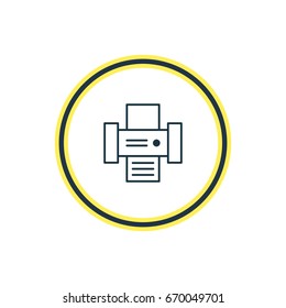 Vector Illustration Of Printer Outline. Beautiful Technology Element Also Can Be Used As Photocopier Element.