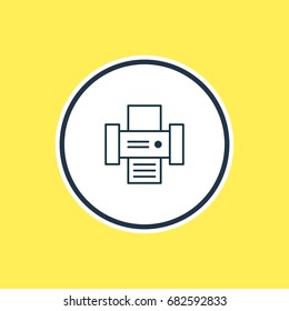 Vector Illustration Of Printer Outline. Beautiful Device Element Also Can Be Used As Photocopier Element.