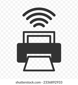 Vector illustration of printer signal icon in dark color and transparent background(PNG).