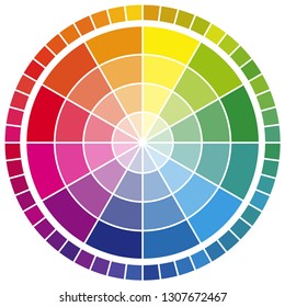 vector illustration of printing color wheel with twelve colors in gradations