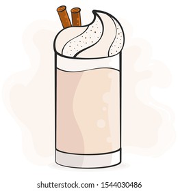 Vector Illustration For Printing Eggnog Cup Festive Cocktail For Kids And Adults