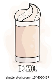 Vector Illustration For Printing Eggnog Cup Festive Cocktail For Kids And Adults