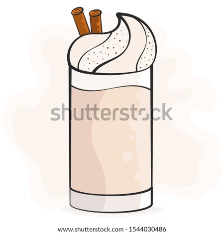 Vector Illustration For Printing Eggnog Cup Festive Cocktail For Kids And Adults