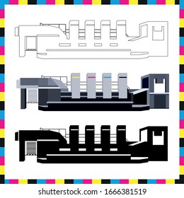 Vector illustration of Printing machine - offset printing press.
