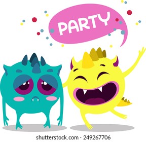 Vector illustration for printing on paper and fabric. upset and funny monsters