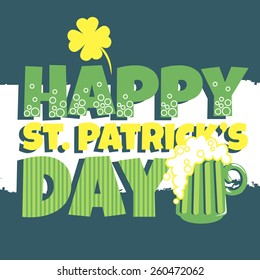 Vector illustration for printing on paper and fabric. Patricks day. Beer
