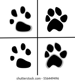 Vector illustration of prints of animal paws, flat style