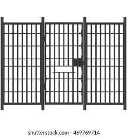 Vector Illustration Prison Bar Isolated On White Background. Jail Bars