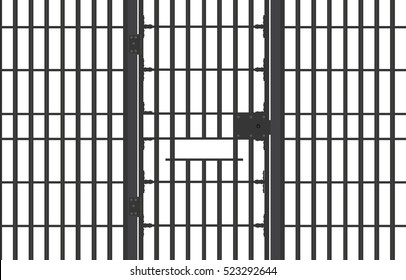 Vector Illustration Prison Bar Isolated On White Background. Jail Bars