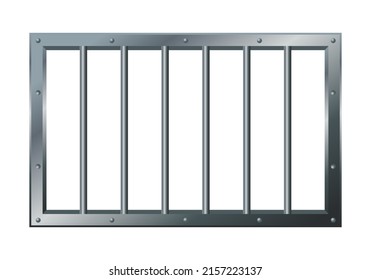 Vector illustration of prison bars window isolated on white background. Realistic prison metal lattice. Jail window with bars. Jail break. 
