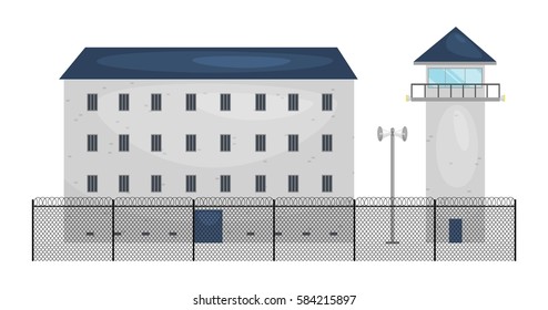 vector illustration of  prison jail building. Justice and Prison system concept