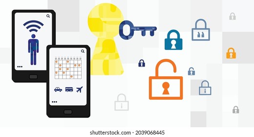 vector illustration privacy issues and tracking with mobile device problem