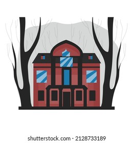 Vector illustration of a private house in red and black