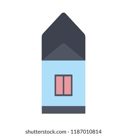 Vector illustration of private house in simple flat style isolated on white background. Architectural element with blue walls - small home building for suburban and village design.