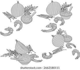 Vector illustration of processed seafood food design from processed sea fish
