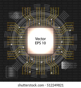 Vector illustration of the processor and the chip. Background.