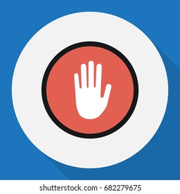 Vector Illustration Of Procuring Symbol On Palm Flat Icon. Premium Quality Isolated Stop Element In Trendy Flat Style.