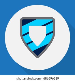 Vector Illustration Of Procuring Symbol On Shield Flat Icon. Premium Quality Isolated Protection  Element In Trendy Flat Style.