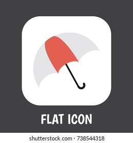 Vector Illustration Of Procuring Symbol On Umbrella Flat Icon. Premium Quality Isolated Parasol Element In Trendy Flat Style.